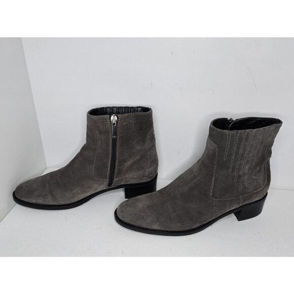 Aquatalia Oribella Suede Ankle Boots Sz 9 Waterproof Booties Grey Western - Picture 5 of 11